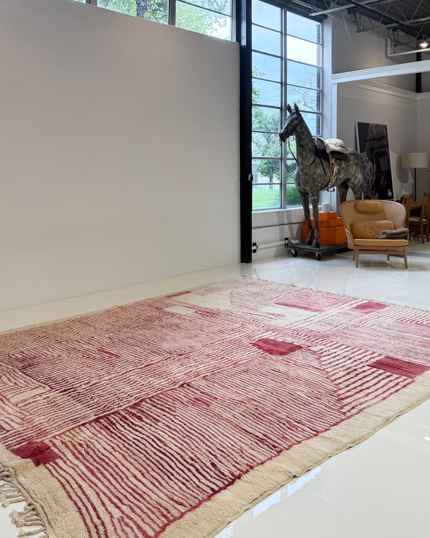 Vintage Moroccan Rug - Rose and Cream